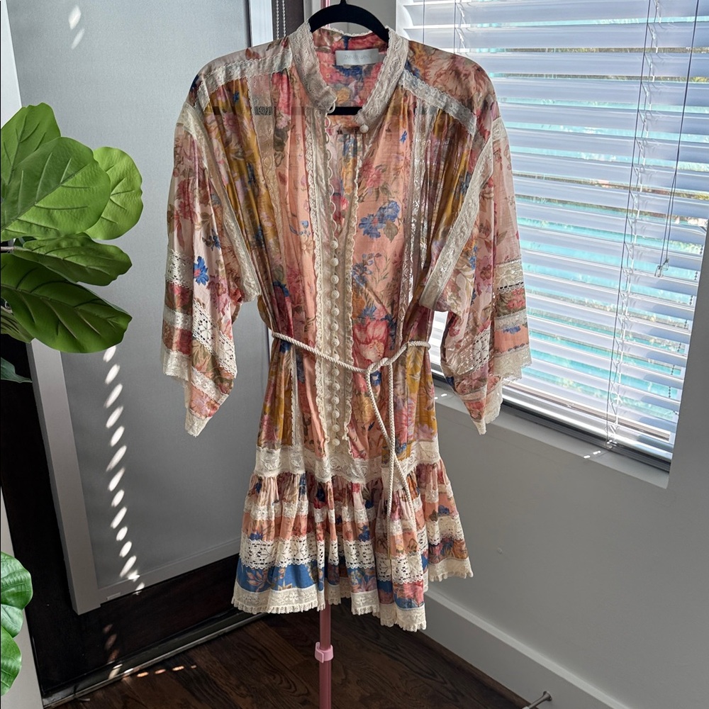 Zimmermann Pink and Blue Floral Mini Dress